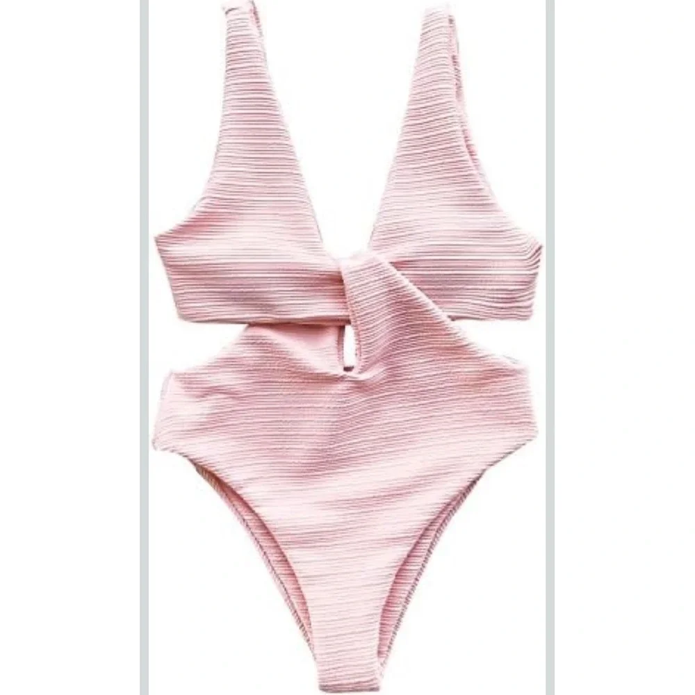 Cupshe Blush Twist One-Piece Swimsuit  pink‎ size L